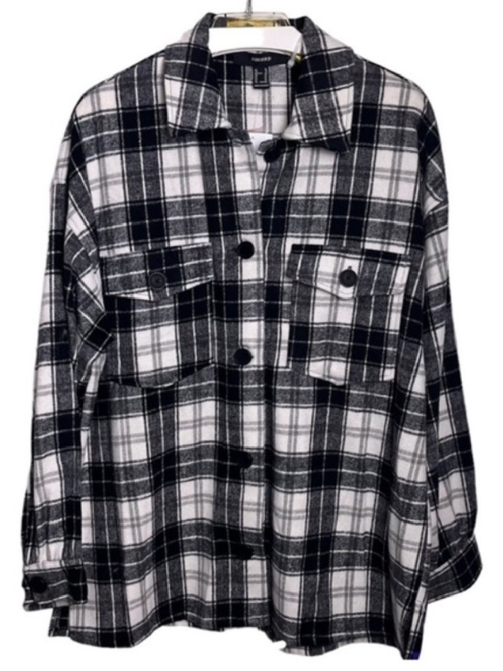 FOREVER 21 Plaid Button Down Shirt Jacket XL